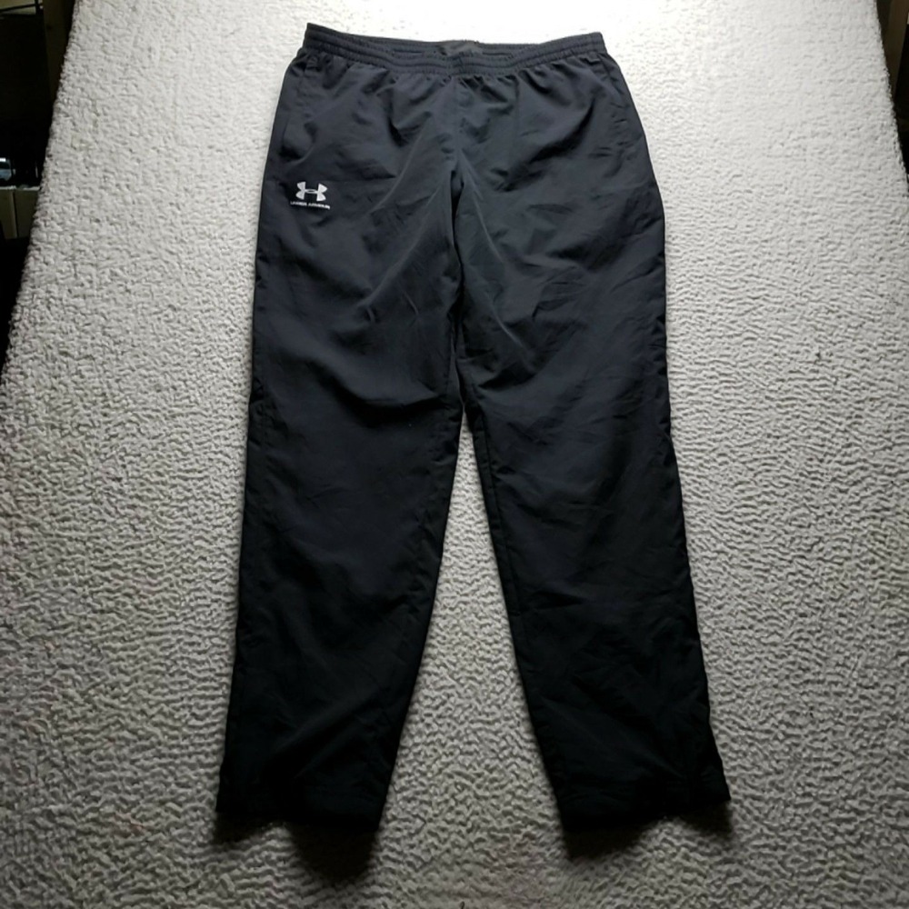 Under Armour Pants Mens XL Black Track Woven Lined Elastic Waist Pockets Loose
